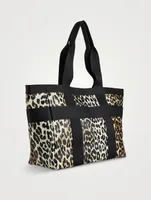 Coated Canvas Tote Bag In Leopard Print