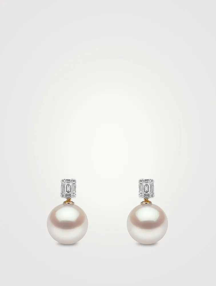 Starlight 18K Gold South Sea Pearl Earrings With Diamonds