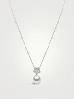 Petal 18K White Gold South Sea Pearl Necklace With Diamonds