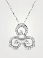 Petal 18K Gold Akoya Pearl Necklace With Diamonds