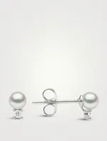 Trend 18K Gold Pearl Stud Earrings With Diamonds