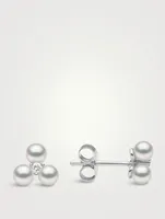 Trend 18K Gold Pearl Stud Earrings With Diamonds