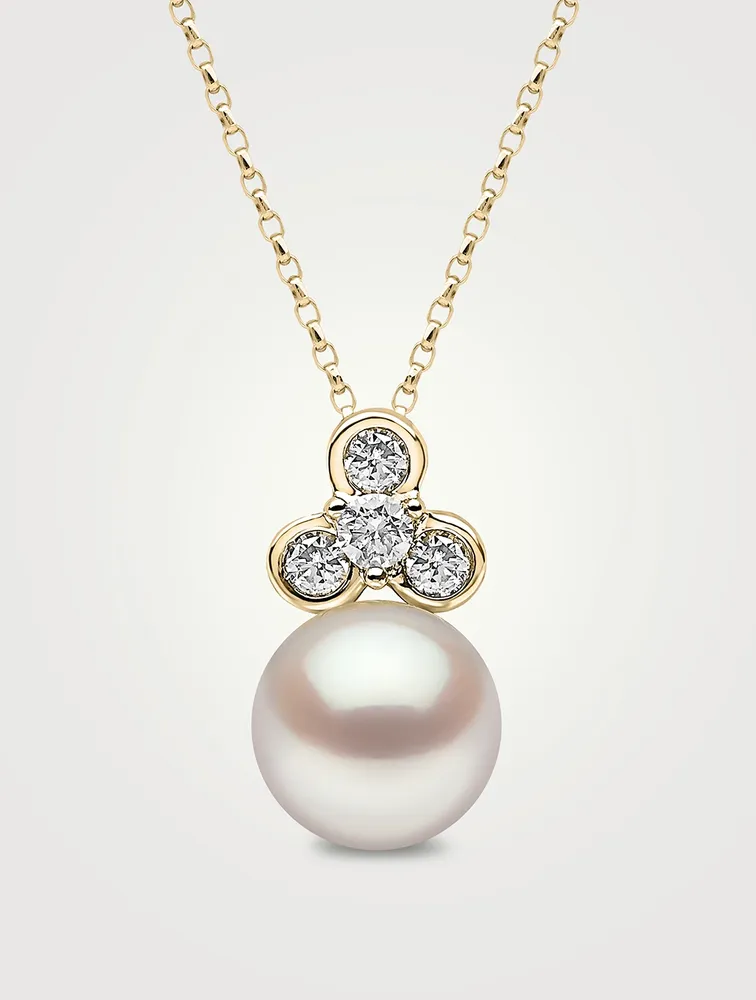 Trend 18K Gold Pearl Necklace With Diamonds