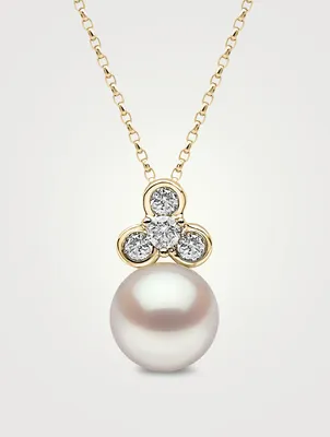 Trend 18K Gold Pearl Necklace With Diamonds