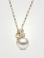 Trend 18K Gold Pearl Necklace With Diamonds