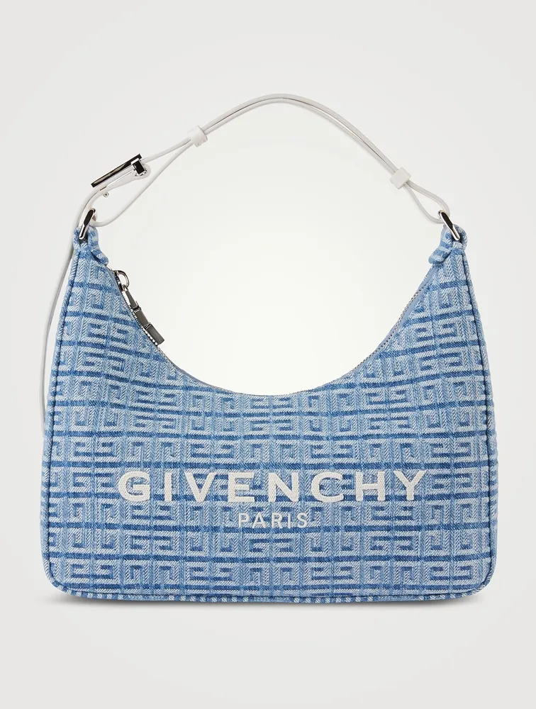 Small Moon Cut Out Embossed Denim Shoulder Bag