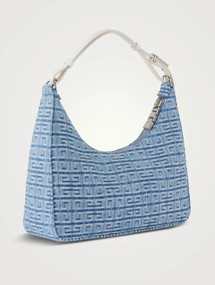 Small Moon Cut Out Embossed Denim Shoulder Bag