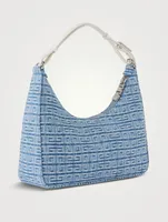 Small Moon Cut Out Embossed Denim Shoulder Bag