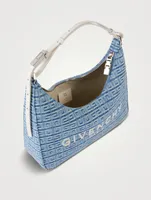 Small Moon Cut Out Embossed Denim Shoulder Bag