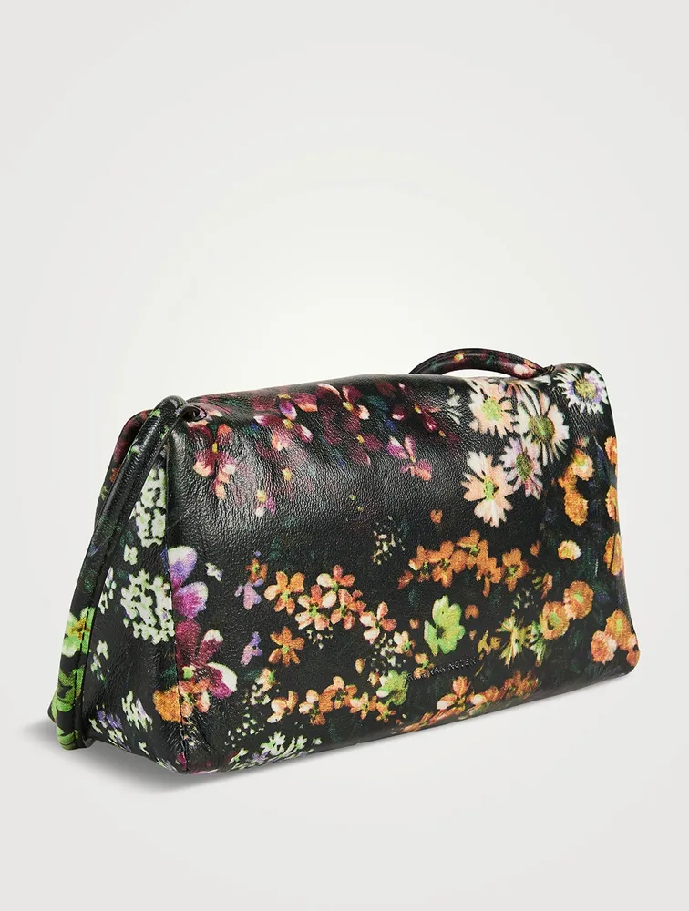 Leather Shoulder Bag In Floral Print