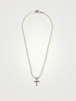 Pearl and Sterling Silver Cross Necklace