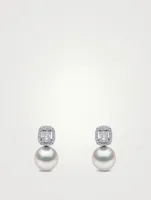 Starlight 18K White Gold South Sea Pearl Earrings With Diamonds