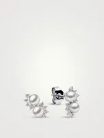 18K White Gold Pearl And Diamond Earrings