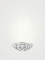 14K White Gold Diamond Signet Ring