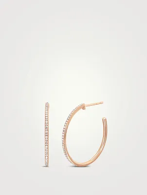 14K Rose Gold Half Diamond Essential Hoop Earrings