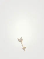 14K Gold Arrow Stud Earring With Diamonds