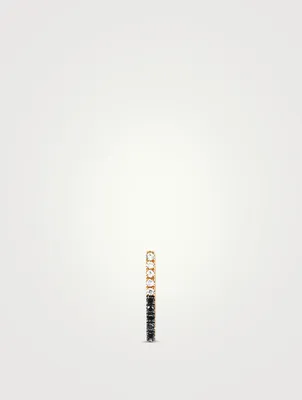 14K Gold Two Tone Bar Stud Earring With Diamonds