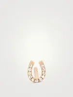 14K Gold Horseshoe Stud Earring With Diamonds