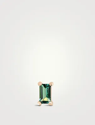 14K Gold Emerald Baguette Stud Earring