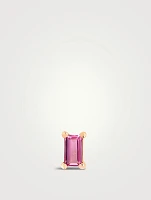 14K Gold Pink Sapphire Baguette Stud Earring