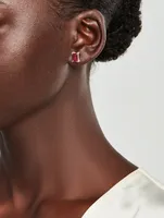 14K Gold Ruby Baguette Stud Earring
