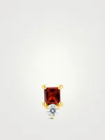 14K Gold January Birthstone Stud Earring With Garnet And Diamond