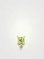14K Gold August Birthstone Stud Earring With Peridot And Diamond