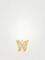 Baby 14K Gold Butterfly Stud Earring With Diamonds