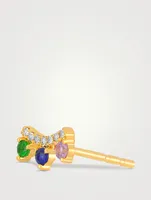14K Gold Chloe Left Stud Earring With Multicolour Stones And Diamonds