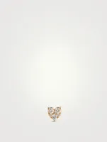 14K Gold Heart Stud Earring With Diamonds