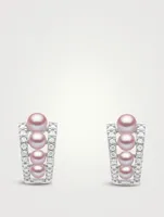 Eclipse 18K White Gold Pink Pearl Earrings With Diamonds