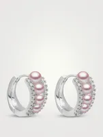 Eclipse 18K White Gold Pink Pearl Earrings With Diamonds