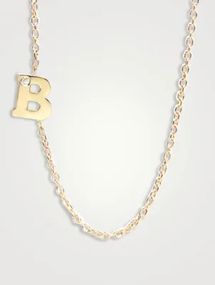 Love Letter 14K Gold B Single Diamond Necklace