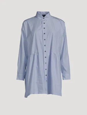 Double Stand Collar Pleated Shirt