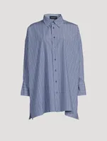 A-Line Cotton Shirt Stripe Print