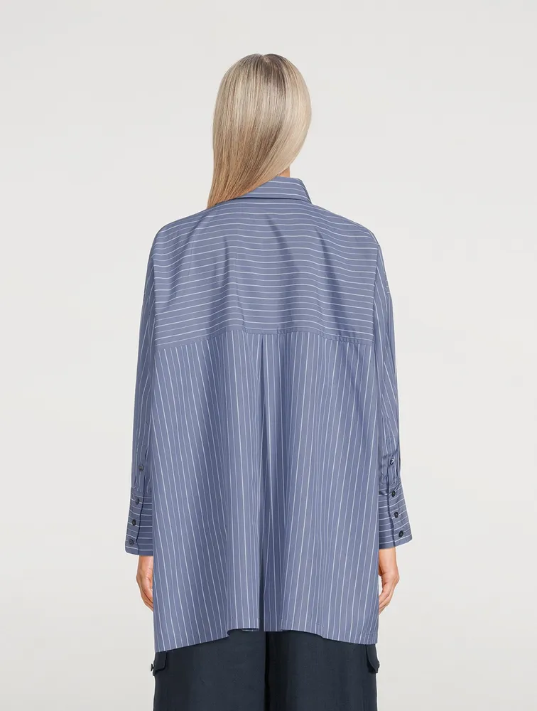 A-Line Cotton Shirt Stripe Print