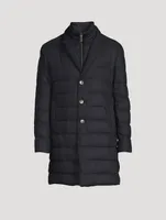 Wool-Blend Quilted Down Coat With Bib