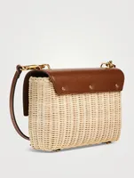 Stud Sign Wicker Crossbody Bag