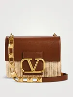 Stud Sign Wicker Crossbody Bag