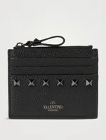 Rockstud Leather Zip Card Holder