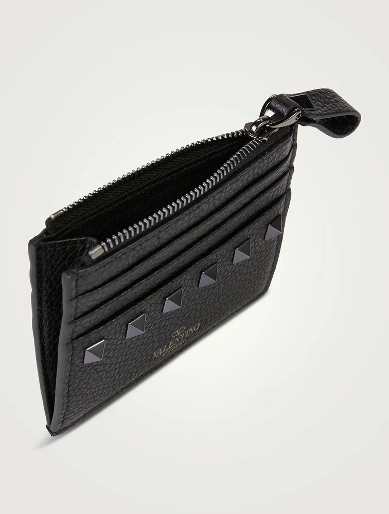 Rockstud Leather Zip Card Holder