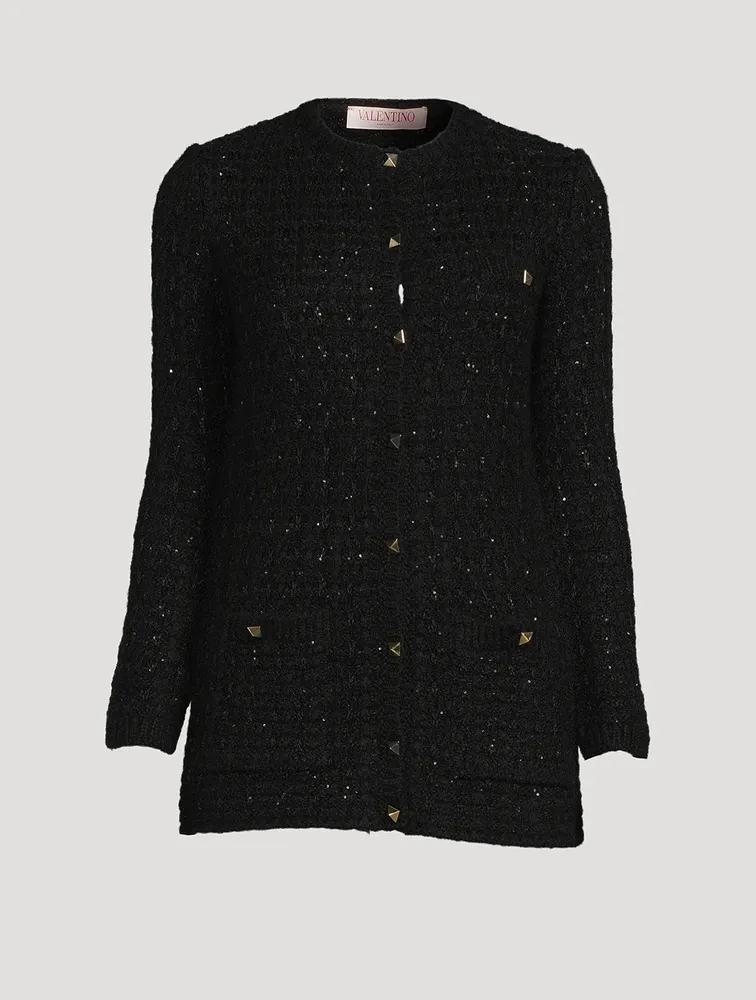 Sequin-Embellished Tweed Jacket