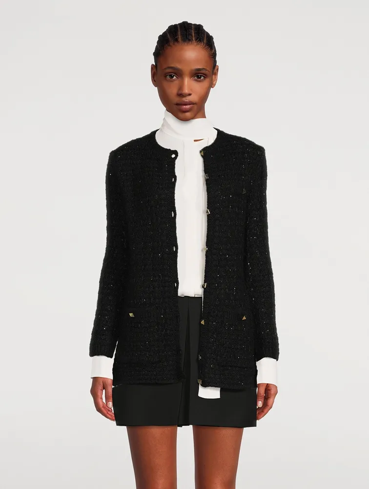 Sequin-Embellished Tweed Jacket