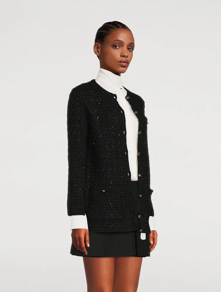 Sequin-Embellished Tweed Jacket