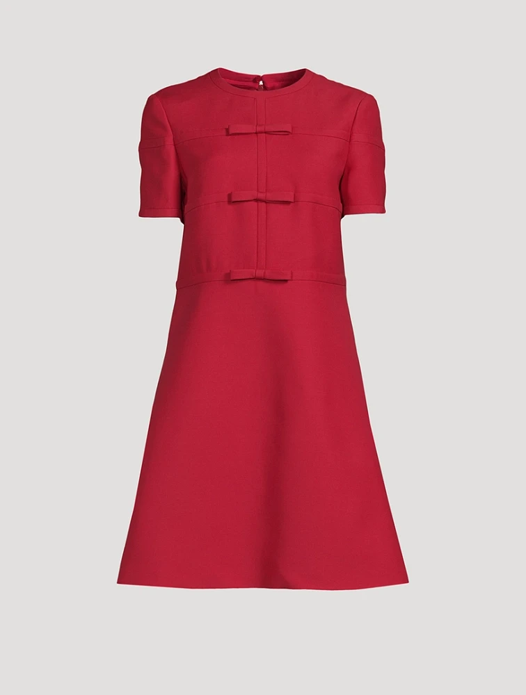 Bow-Trimmed Crepe Couture Shift Dress