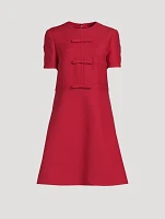 Bow-Trimmed Crepe Couture Shift Dress