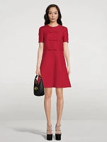 Bow-Trimmed Crepe Couture Shift Dress