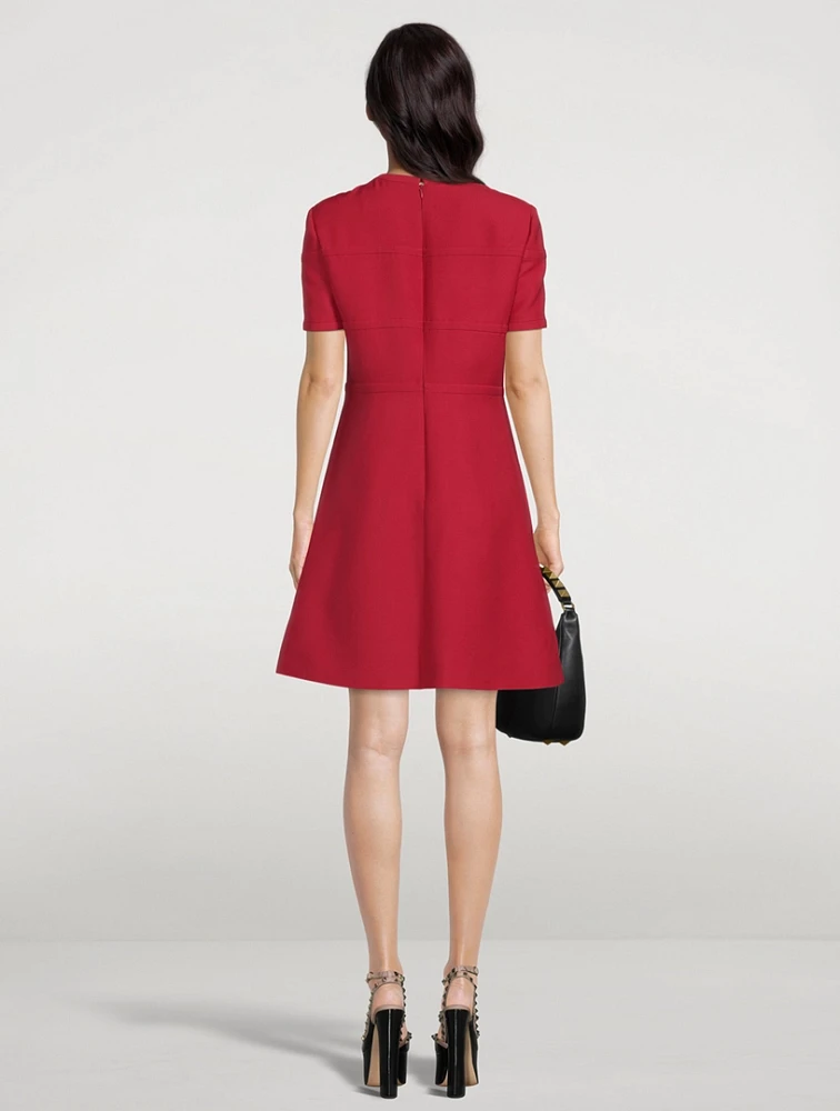 Bow-Trimmed Crepe Couture Shift Dress