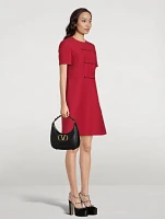 Bow-Trimmed Crepe Couture Shift Dress