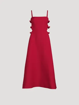 Bow-Trimmed Crepe Couture Midi Dress